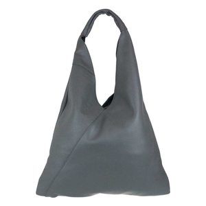 V Shape Genuine Top Handle Bag Dark Grey T_T